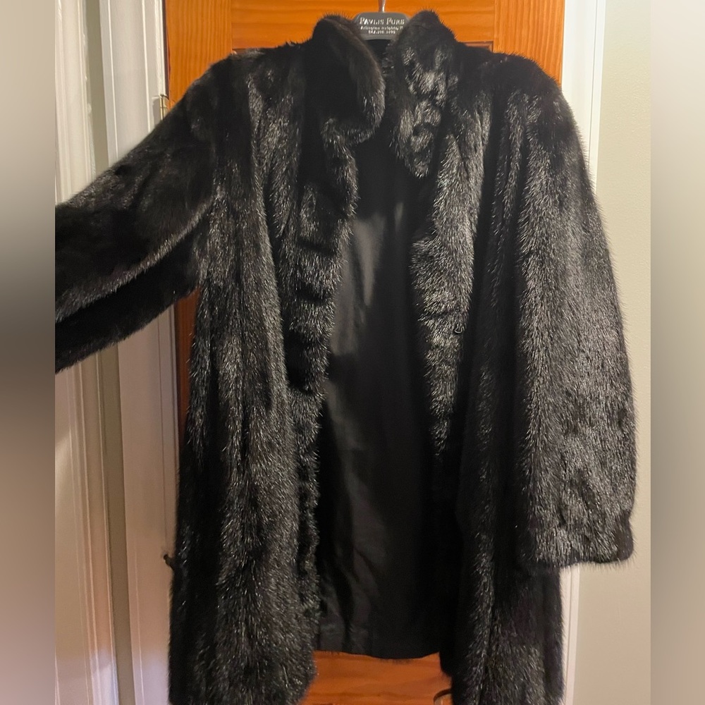 Black mink fur coat